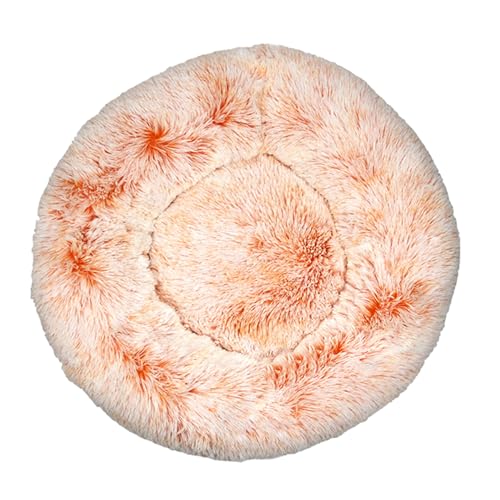 DOTBUY-SHOP Hundebet Rundes Katzenbett, Hundekissen Grosse Hunde Donut Kissen, Plüsch-Hundekorb Hundebett Waschbar, für Groß Hunde, Katzen und Herbst und Winter (Kaliber 110cm,Farbverlauf Orange) von DOTBUY-SHOP