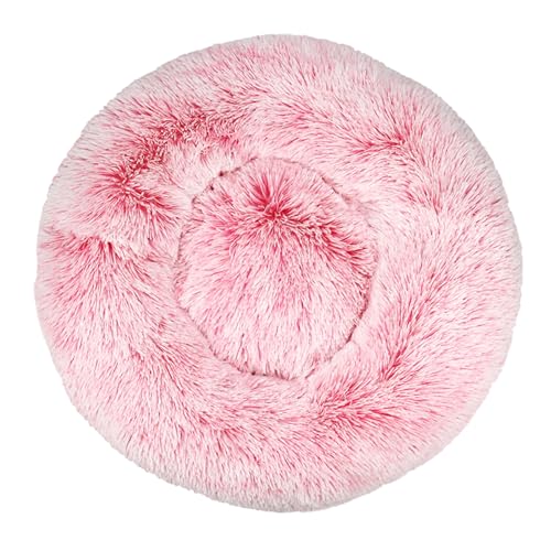 DOTBUY-SHOP Hundebet Rundes Katzenbett, Hundekissen Grosse Hunde Donut Kissen, Plüsch-Hundekorb Hundebett Waschbar, für Groß Hunde, Katzen und Herbst und Winter (Kaliber 110cm,Farbverlauf Rosa) von DOTBUY-SHOP