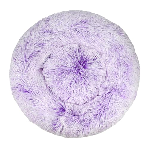 DOTBUY-SHOP Hundebet Rundes Katzenbett, Hundekissen Grosse Hunde Donut Kissen, Plüsch-Hundekorb Hundebett Waschbar, für Groß Hunde, Katzen und Herbst und Winter (Kaliber 110cm,Farbverlauf Violett) von DOTBUY-SHOP