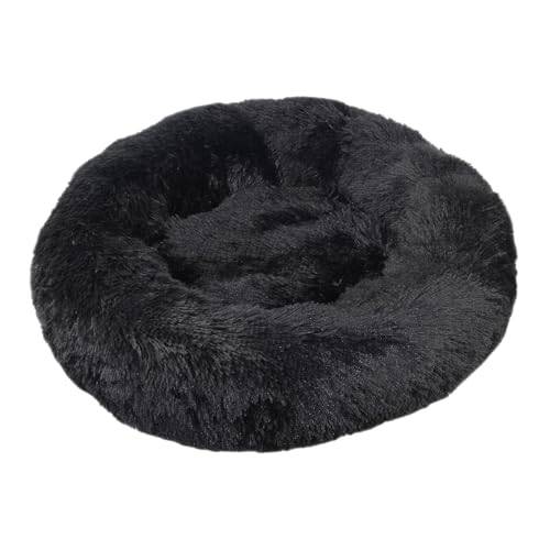 DOTBUY-SHOP Hundebet Rundes Katzenbett, Hundekissen Grosse Hunde Donut Kissen, Plüsch-Hundekorb Hundebett Waschbar, für Groß Kleine Hunde, Katzen und Andere Haustiere (120cm,Schwarz) von DOTBUY-SHOP