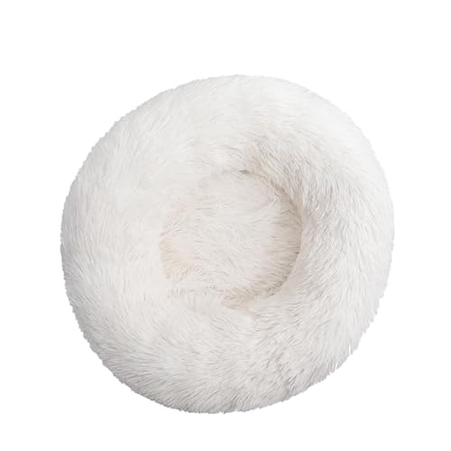 DOTBUY-SHOP Hundebet Rundes Katzenbett, Hundekissen Grosse Hunde Donut Kissen, Plüsch-Hundekorb Hundebett Waschbar, für Groß Kleine Hunde, Katzen und Andere Haustiere (40cm,Weiß) von DOTBUY-SHOP