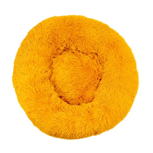 DOTBUY-SHOP Hundebet Rundes Katzenbett, Hundekissen Grosse Hunde Donut Kissen, Plüsch-Hundekorb Hundebett Waschbar, für Groß Kleine Hunde, Katzen und Andere Haustiere (60cm,Gold) von DOTBUY-SHOP