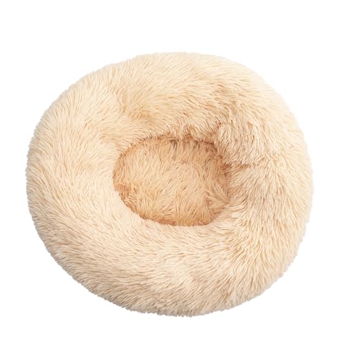 DOTBUY-SHOP Hundebet Rundes Katzenbett, Hundekissen Grosse Hunde Donut Kissen, Plüsch-Hundekorb Hundebett Waschbar, für Groß Kleine Hunde, Katzen und Andere Haustiere (70cm,Aprikose) von DOTBUY-SHOP