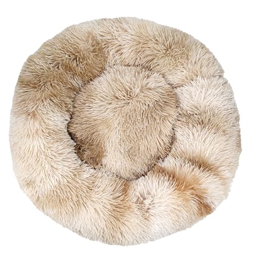 DOTBUY-SHOP Hundebet Rundes Katzenbett, Hundekissen Grosse Hunde Donut Kissen, Plüsch-Hundekorb Hundebett Waschbar, für Groß Kleine Hunde, Katzen und Haustiere (Durchmesser 110cm,Krawattenfarbe beige) von DOTBUY-SHOP