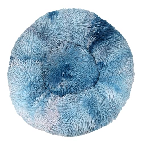 DOTBUY-SHOP Hundebet Rundes Katzenbett, Hundekissen Grosse Hunde Donut Kissen, Plüsch-Hundekorb Hundebett Waschbar, für Groß Kleine Hunde, Katzen und Haustiere (Durchmesser 120cm,Tie-Dye Blau) von DOTBUY-SHOP