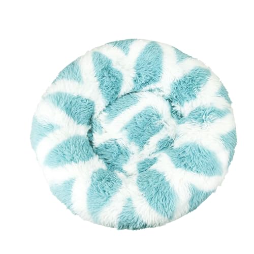 DOTBUY-SHOP Hundebet Rundes Katzenbett, Hundekissen Grosse Hunde Donut Kissen, Plüsch-Hundekorb Hundebett Waschbar, für Kleine Hunde, Katzen (110cm,Blau Textur) von DOTBUY-SHOP