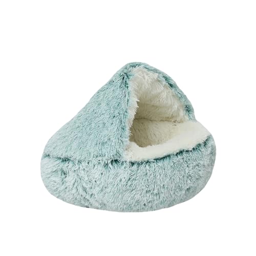 DOTBUY-SHOP Hundebet Rundes Katzenbett, Hundekissen Grosse Hunde Donut Kissen, Plüsch-Hundekorb Hundebett Waschbar, für Kleine Hunde, Katzen (S-40cm,Blau Lang) von DOTBUY-SHOP