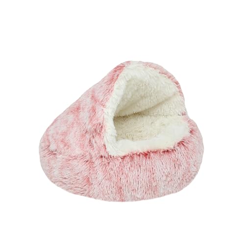 DOTBUY-SHOP Hundebet Rundes Katzenbett, Hundekissen Grosse Hunde Donut Kissen, Plüsch-Hundekorb Hundebett Waschbar, für Kleine Hunde, Katzen (S-40cm,Rosa Lang) von DOTBUY-SHOP