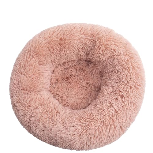 DOTBUY-SHOP Hundebet Rundes Katzenbett, Hundekissen Grosse Hunde Donut Kissen, Plüsch-Hundekorb Hundebett Waschbar, für Mittel Hunde Katzen und Herbst und Winter (110 cm,Curry hell) von DOTBUY-SHOP