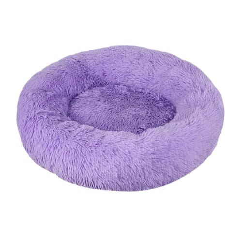 DOTBUY-SHOP Hundebet Rundes Katzenbett, Hundekissen Grosse Hunde Donut Kissen, Plüsch-Hundekorb Hundebett Waschbar, für Mittel Hunde Katzen und Herbst und Winter (110 cm,Violett) von DOTBUY-SHOP