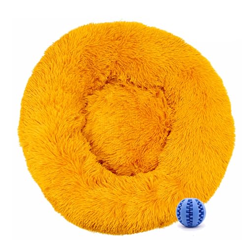 DOTBUY-SHOP Hundebet Rundes Katzenbett, Hundekissen Grosse Hunde Donut Kissen, Plüsch-Hundekorb Hundebett Waschbar, für Welpe, Katzen, Kätzchen, Haustiere (110CM,Ingwer) von DOTBUY-SHOP