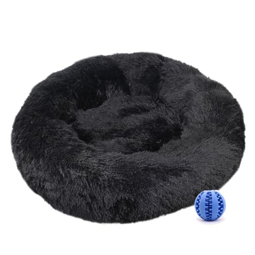 DOTBUY-SHOP Hundebet Rundes Katzenbett, Hundekissen Grosse Hunde Donut Kissen, Plüsch-Hundekorb Hundebett Waschbar, für Welpe, Katzen, Kätzchen, Haustiere (120CM,Schwarz) von DOTBUY-SHOP