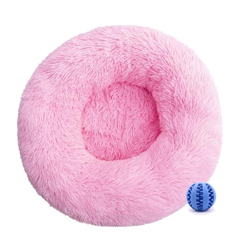DOTBUY-SHOP Hundebet Rundes Katzenbett, Hundekissen Grosse Hunde Donut Kissen, Plüsch-Hundekorb Hundebett Waschbar, für Welpe, Katzen, Kätzchen, Haustiere (40CM,Rosa) von DOTBUY-SHOP