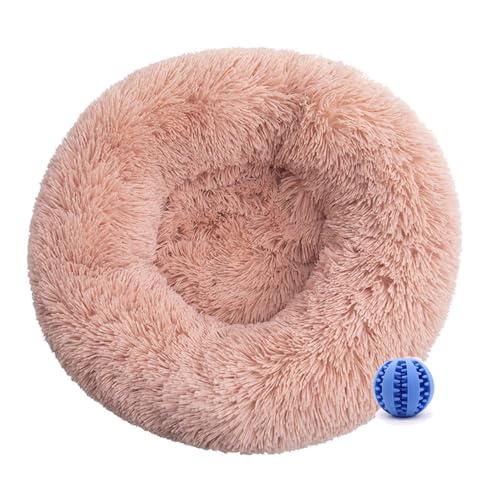 DOTBUY-SHOP Hundebet Rundes Katzenbett, Hundekissen Grosse Hunde Donut Kissen, Plüsch-Hundekorb Hundebett Waschbar, für Welpe, Katzen, Kätzchen, Haustiere (50CM,Erröten) von DOTBUY-SHOP