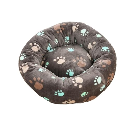 DOTBUY-SHOP Hundebet Rundes Katzenbett, Hundekissen Grosse Hunde Donut Kissen, Plüsch-Hundekorb Hundebett Waschbar mit Aufdrucken, für Groß Hunde, Katzen und Herbst und Winter (110 cm,Katzenpfote) von DOTBUY-SHOP