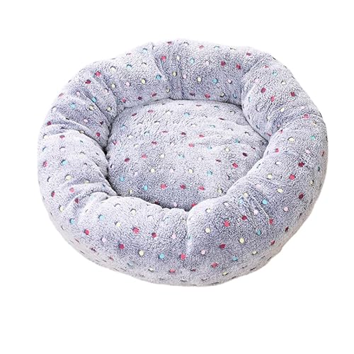 DOTBUY-SHOP Hundebet Rundes Katzenbett, Hundekissen Grosse Hunde Donut Kissen, Plüsch-Hundekorb Hundebett Waschbar mit Aufdrucken, für Groß Hunde, Katzen und Herbst und Winter (70 cm,Hell) von DOTBUY-SHOP