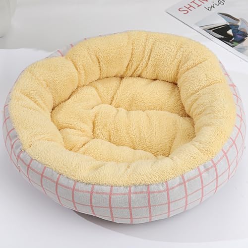 DOTBUY-SHOP Hundebet Rundes Katzenbett, Hundekissen Grosse Hunde Donut Kissen, Waschbar Plüsch-Hundekorb Hundebett, für Mittel Hunde Katzen und Herbst, Frühling und Winter (M,Rosa) von DOTBUY-SHOP