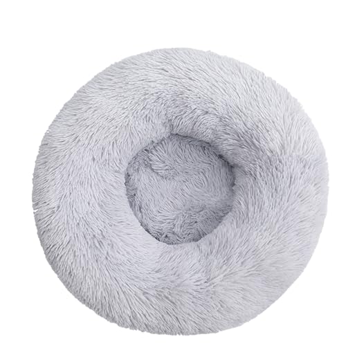 DOTBUY-SHOP Hundebet Rundes Katzenbett, Hundekissen Grosse Hunde Donut Kissen, Waschbar Plüsch-Hundekorb Hundebett, für Mittel Hunde Katzen und Herbst und Winter (100 cm,Grau) von DOTBUY-SHOP