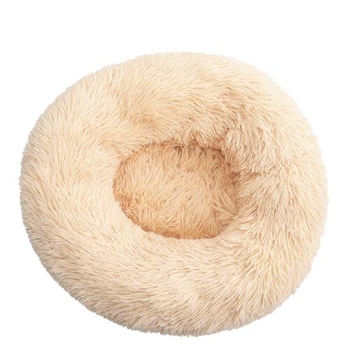 DOTBUY-SHOP Hundebet Rundes Katzenbett, Hundekissen Grosse Hunde Donut Kissen, Waschbar Plüsch-Hundekorb Hundebett, für Mittel Hunde Katzen und Herbst und Winter (120 cm,Gelb) von DOTBUY-SHOP