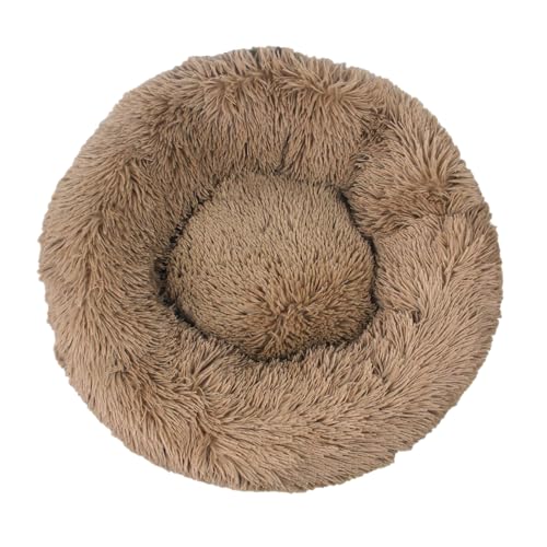 DOTBUY-SHOP Hundebet Rundes Katzenbett, Hundekissen Grosse Hunde Donut Kissen, Waschbar Plüsch-Hundekorb Hundebett, für Mittel Hunde Katzen und Herbst und Winter (70 cm,Braun) von DOTBUY-SHOP