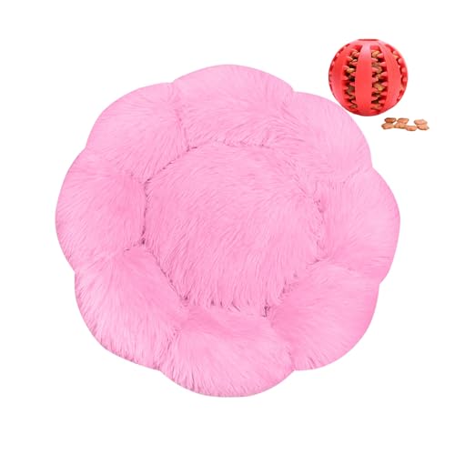 DOTBUY-SHOP Hundebet Rundes Katzenbett, Hundekissen Grosse Hunde Donut Kissen Herbst und Winter, Blütenblätter Plüsch-Hundekorb Hundebett, für Mittel Hunde Katzen (40 cm,Rosa) von DOTBUY-SHOP