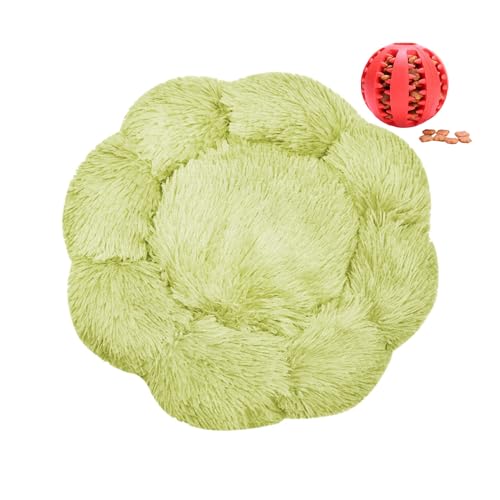 DOTBUY-SHOP Hundebet Rundes Katzenbett, Hundekissen Grosse Hunde Donut Kissen Herbst und Winter, Blütenblätter Plüsch-Hundekorb Hundebett, für Mittel Hunde Katzen (Grasgrün,60 cm) von DOTBUY-SHOP