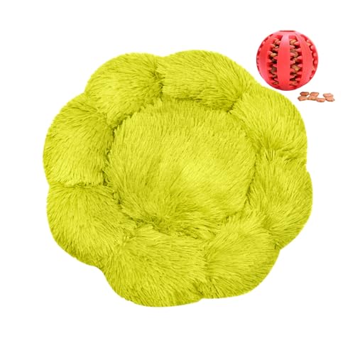 DOTBUY-SHOP Hundebet Rundes Katzenbett, Hundekissen Grosse Hunde Donut Kissen Herbst und Winter, Blütenblätter Plüsch-Hundekorb Hundebett, für Mittel Hunde Katzen (Grün,80 cm) von DOTBUY-SHOP