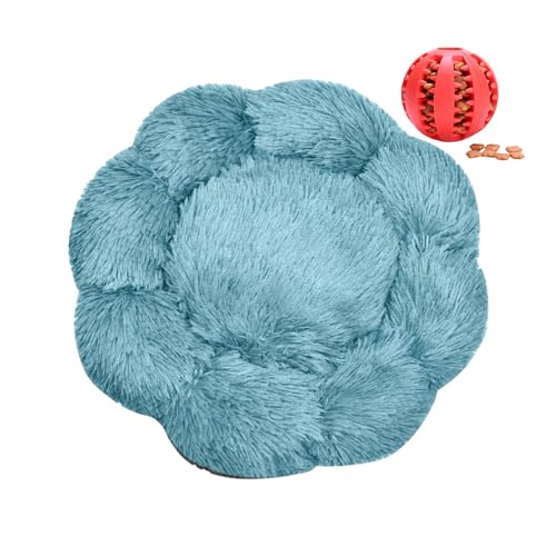 DOTBUY-SHOP Hundebet Rundes Katzenbett, Hundekissen Grosse Hunde Donut Kissen Herbst und Winter, Blütenblätter Plüsch-Hundekorb Hundebett, für Mittel Hunde Katzen (Haze Blau,100 cm) von DOTBUY-SHOP
