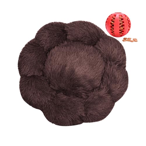 DOTBUY-SHOP Hundebet Rundes Katzenbett, Hundekissen Grosse Hunde Donut Kissen Herbst und Winter, Blütenblätter Plüsch-Hundekorb Hundebett, für Mittel Hunde Katzen (Kaffee,40 cm) von DOTBUY-SHOP