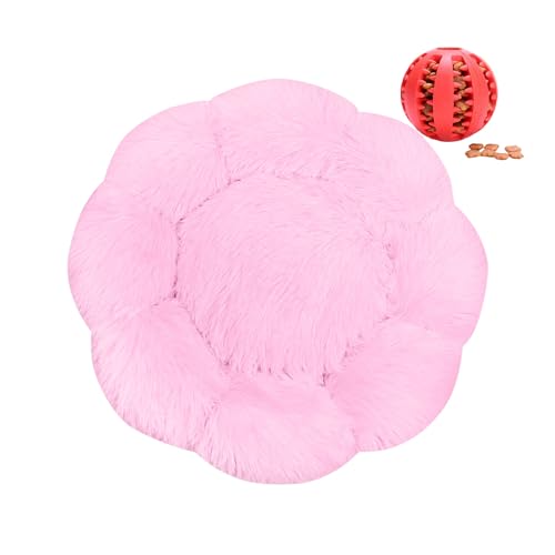 DOTBUY-SHOP Hundebet Rundes Katzenbett, Hundekissen Grosse Hunde Donut Kissen Herbst und Winter, Blütenblätter Plüsch-Hundekorb Hundebett, für Mittel Hunde Katzen (Rosa,40 cm) von DOTBUY-SHOP