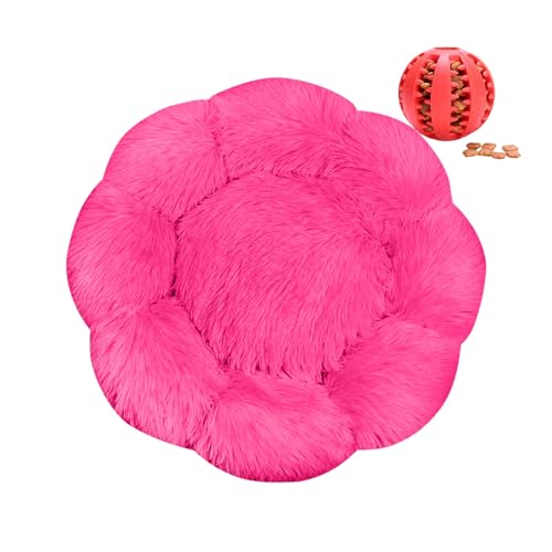 DOTBUY-SHOP Hundebet Rundes Katzenbett, Hundekissen Grosse Hunde Donut Kissen Herbst und Winter, Blütenblätter Plüsch-Hundekorb Hundebett, für Mittel Hunde Katzen (Rosa B,50 cm) von DOTBUY-SHOP