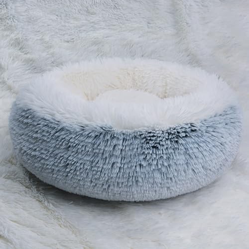 DOTBUY-SHOP Hundebet Rundes Katzenbett, Hundekissen Grosse Hunde Donut Kissen Herbst und Winter, Haze Farbe Plüsch-Hundekorb Hundebett, für Mittel Hunde Katzen (110cm,Haze Blau) von DOTBUY-SHOP