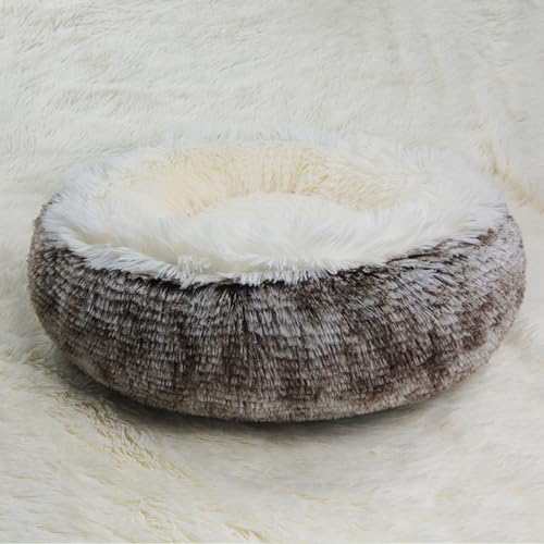 DOTBUY-SHOP Hundebet Rundes Katzenbett, Hundekissen Grosse Hunde Donut Kissen Herbst und Winter, Haze Farbe Plüsch-Hundekorb Hundebett, für Mittel Hunde Katzen (110cm,Kaffee) von DOTBUY-SHOP