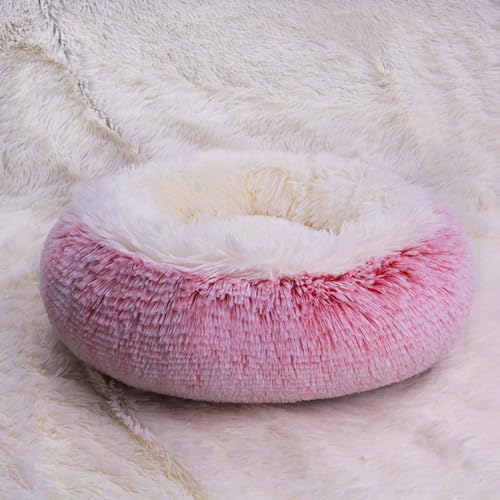 DOTBUY-SHOP Hundebet Rundes Katzenbett, Hundekissen Grosse Hunde Donut Kissen Herbst und Winter, Haze Farbe Plüsch-Hundekorb Hundebett, für Mittel Hunde Katzen (110cm,Rosa) von DOTBUY-SHOP