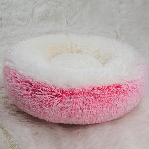 DOTBUY-SHOP Hundebet Rundes Katzenbett, Hundekissen Grosse Hunde Donut Kissen Herbst und Winter, Haze Farbe Plüsch-Hundekorb Hundebett, für Mittel Hunde Katzen (110cm,Rosa Rosa) von DOTBUY-SHOP