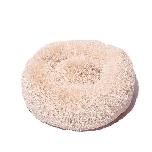 DOTBUY-SHOP Hundebet Rundes Katzenbett, Hundekissen Grosse Hunde Kissen, Plüsch-Hundekorb Hundebett Waschbar, für Welpe, Katzen, Kätzchen, Haustiere (100CM,Helles Khaki) von DOTBUY-SHOP