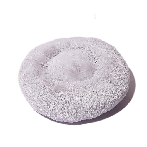 DOTBUY-SHOP Hundebet Rundes Katzenbett, Hundekissen Grosse Hunde Kissen, Plüsch-Hundekorb Hundebett Waschbar, für Welpe, Katzen, Kätzchen, Haustiere (100CM,Hellgrau) von DOTBUY-SHOP