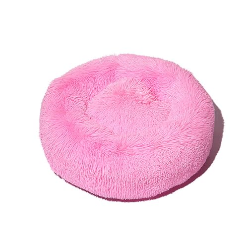 DOTBUY-SHOP Hundebet Rundes Katzenbett, Hundekissen Grosse Hunde Kissen, Plüsch-Hundekorb Hundebett Waschbar, für Welpe, Katzen, Kätzchen, Haustiere (100CM,Rosa) von DOTBUY-SHOP
