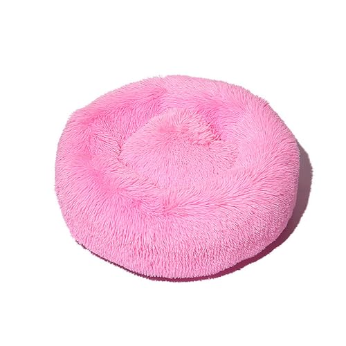 DOTBUY-SHOP Hundebet Rundes Katzenbett, Hundekissen Grosse Hunde Kissen, Plüsch-Hundekorb Hundebett Waschbar, für Welpe, Katzen, Kätzchen, Haustiere (100CM,Rosa) von DOTBUY-SHOP