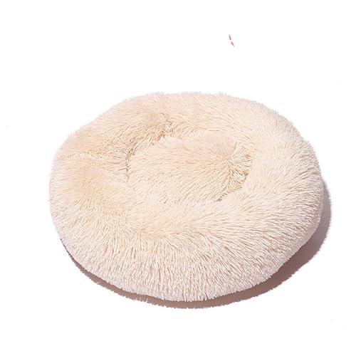 DOTBUY-SHOP Hundebet Rundes Katzenbett, Hundekissen Grosse Hunde Kissen, Plüsch-Hundekorb Hundebett Waschbar, für Welpe, Katzen, Kätzchen, Haustiere (120CM,Beige) von DOTBUY-SHOP