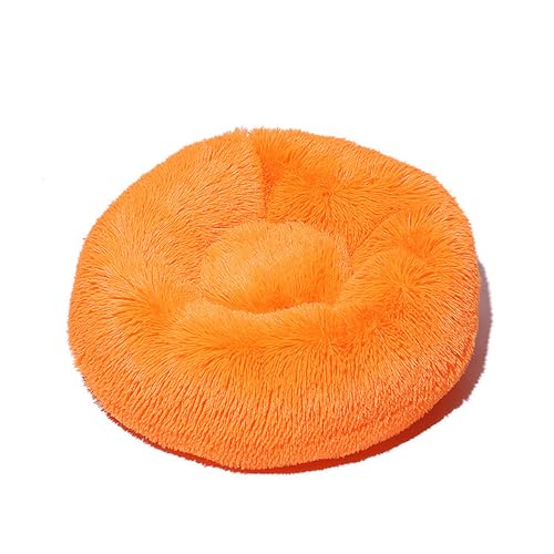 DOTBUY-SHOP Hundebet Rundes Katzenbett, Hundekissen Grosse Hunde Kissen, Plüsch-Hundekorb Hundebett Waschbar, für Welpe, Katzen, Kätzchen, Haustiere (120CM,Orange) von DOTBUY-SHOP