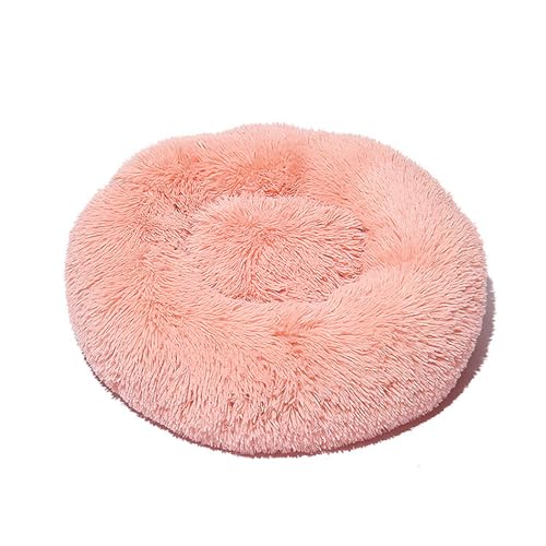 DOTBUY-SHOP Hundebet Rundes Katzenbett, Hundekissen Grosse Hunde Kissen, Plüsch-Hundekorb Hundebett Waschbar, für Welpe, Katzen, Kätzchen, Haustiere (120CM,Orange-Rosa) von DOTBUY-SHOP