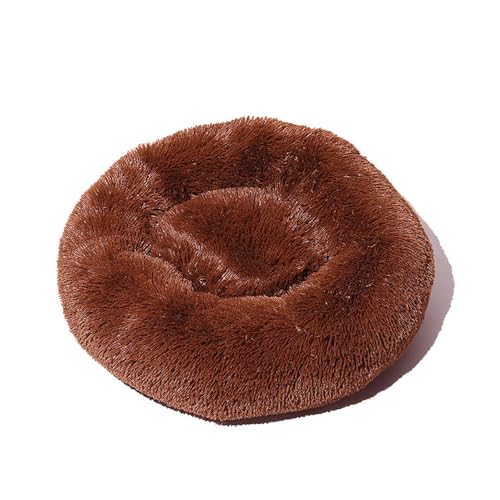 DOTBUY-SHOP Hundebet Rundes Katzenbett, Hundekissen Grosse Hunde Kissen, Plüsch-Hundekorb Hundebett Waschbar, für Welpe, Katzen, Kätzchen, Haustiere (120CM,Schokolade) von DOTBUY-SHOP