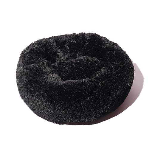 DOTBUY-SHOP Hundebet Rundes Katzenbett, Hundekissen Grosse Hunde Kissen, Plüsch-Hundekorb Hundebett Waschbar, für Welpe, Katzen, Kätzchen, Haustiere (120CM,Schwarz) von DOTBUY-SHOP