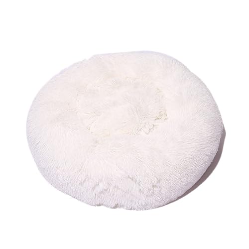 DOTBUY-SHOP Hundebet Rundes Katzenbett, Hundekissen Grosse Hunde Kissen, Plüsch-Hundekorb Hundebett Waschbar, für Welpe, Katzen, Kätzchen, Haustiere (120CM,Weiß) von DOTBUY-SHOP