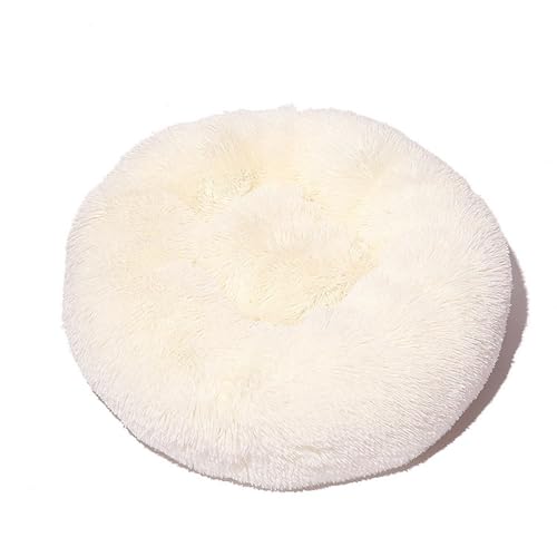 DOTBUY-SHOP Hundebet Rundes Katzenbett, Hundekissen Grosse Hunde Kissen, Plüsch-Hundekorb Hundebett Waschbar, für Welpe, Katzen, Kätzchen, Haustiere (80CM,Creme) von DOTBUY-SHOP