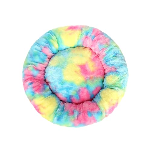 DOTBUY-SHOP Hundebet Rundes Katzenbett, Hundekissen Tie-Dye Hunde Donut Kissen, Plüsch-Hundekorb Hundebett Waschbar, für Groß Kleine Hunde, Katzen und Andere Haustiere (110cm,Farbe Blau) von DOTBUY-SHOP