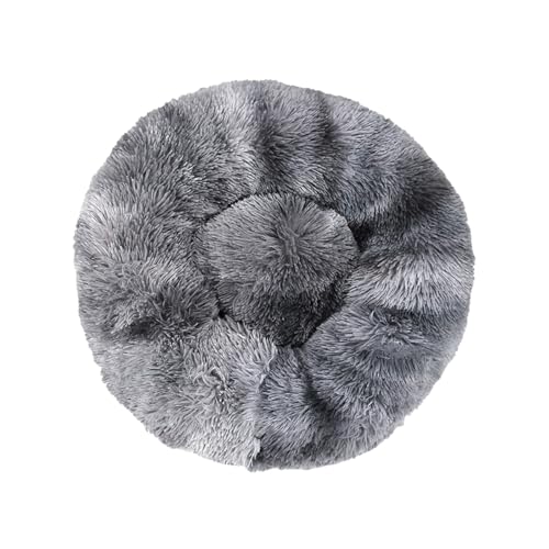 DOTBUY-SHOP Hundebet Rundes Katzenbett, Hundekissen Tie-Dye Hunde Donut Kissen, Plüsch-Hundekorb Hundebett Waschbar, für Groß Kleine Hunde, Katzen und Andere Haustiere (120cm,Dunkelgrau) von DOTBUY-SHOP