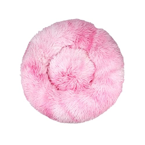 DOTBUY-SHOP Hundebet Rundes Katzenbett, Hundekissen Tie-Dye Hunde Donut Kissen, Plüsch-Hundekorb Hundebett Waschbar, für Groß Kleine Hunde, Katzen und Andere Haustiere (40cm,Rosa) von DOTBUY-SHOP