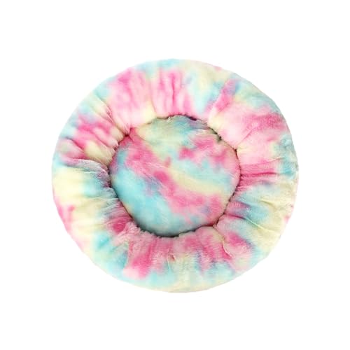 DOTBUY-SHOP Hundebet Rundes Katzenbett, Hundekissen Tie-Dye Hunde Donut Kissen, Plüsch-Hundekorb Hundebett Waschbar, für Groß Kleine Hunde, Katzen und Andere Haustiere (50cm,Farbe Rosa) von DOTBUY-SHOP